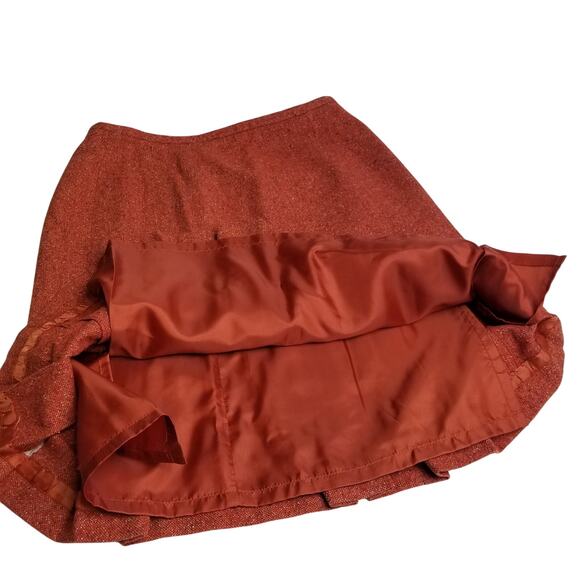 Talbots Red Italian Wool Silk Blend Midi Lined Pleated Hem Excellent! Size 8 P - Picture 3 of 7